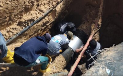 تنفيذ أعمال صيانة لخط تصريف مياه الأمطار